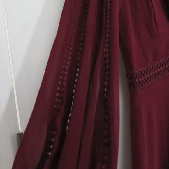 Bardot Womens Sz 4 Burgundy Luella Lace Trim Short Fit & Flare Mini Dress - Picture 6 of 8